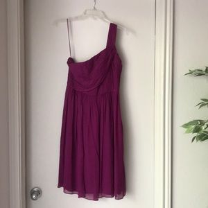 One Shoulder Magenta Dress